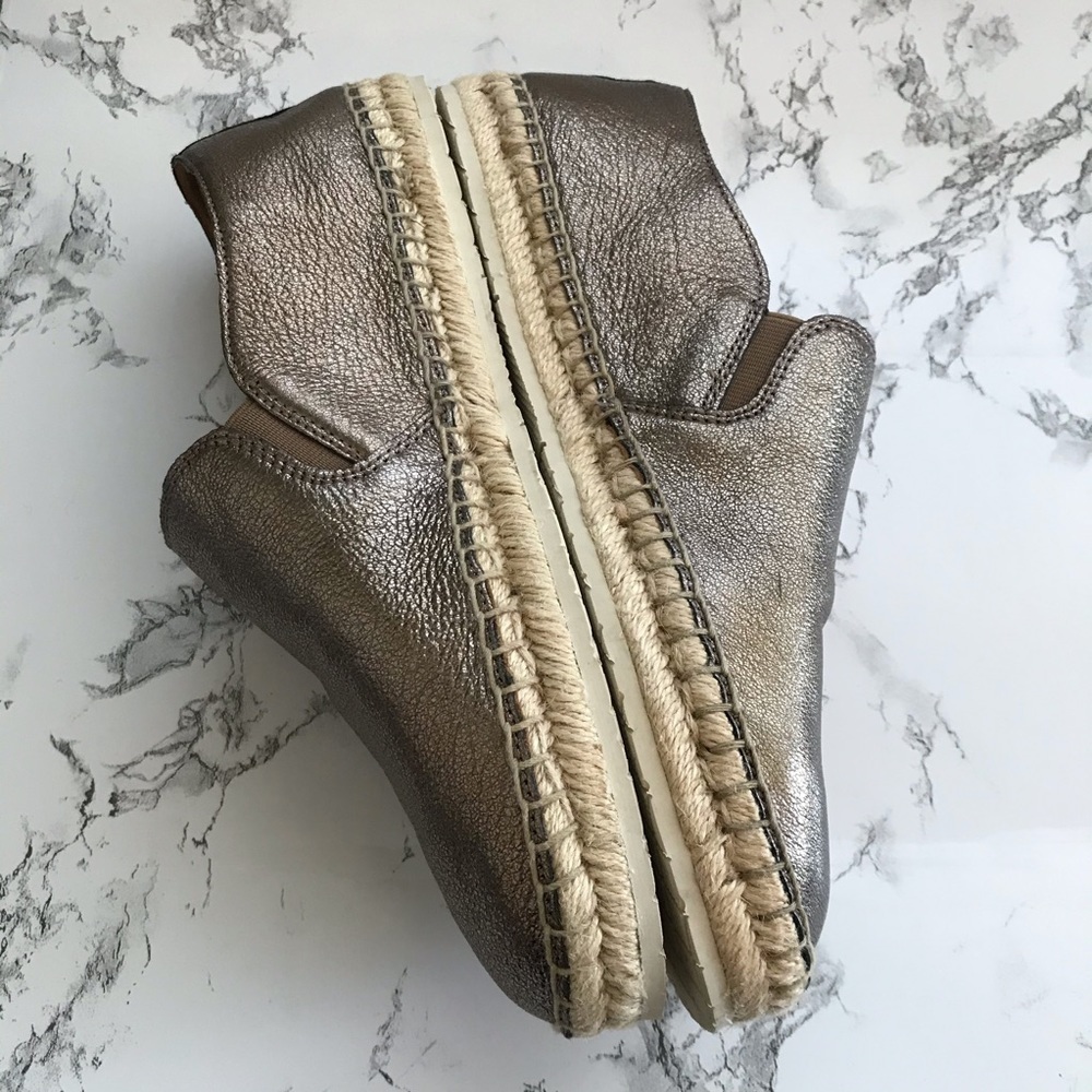 Frye Isbel Espadrilles metallic leather 9 bronze flat comfort - Picture 3 of 10
